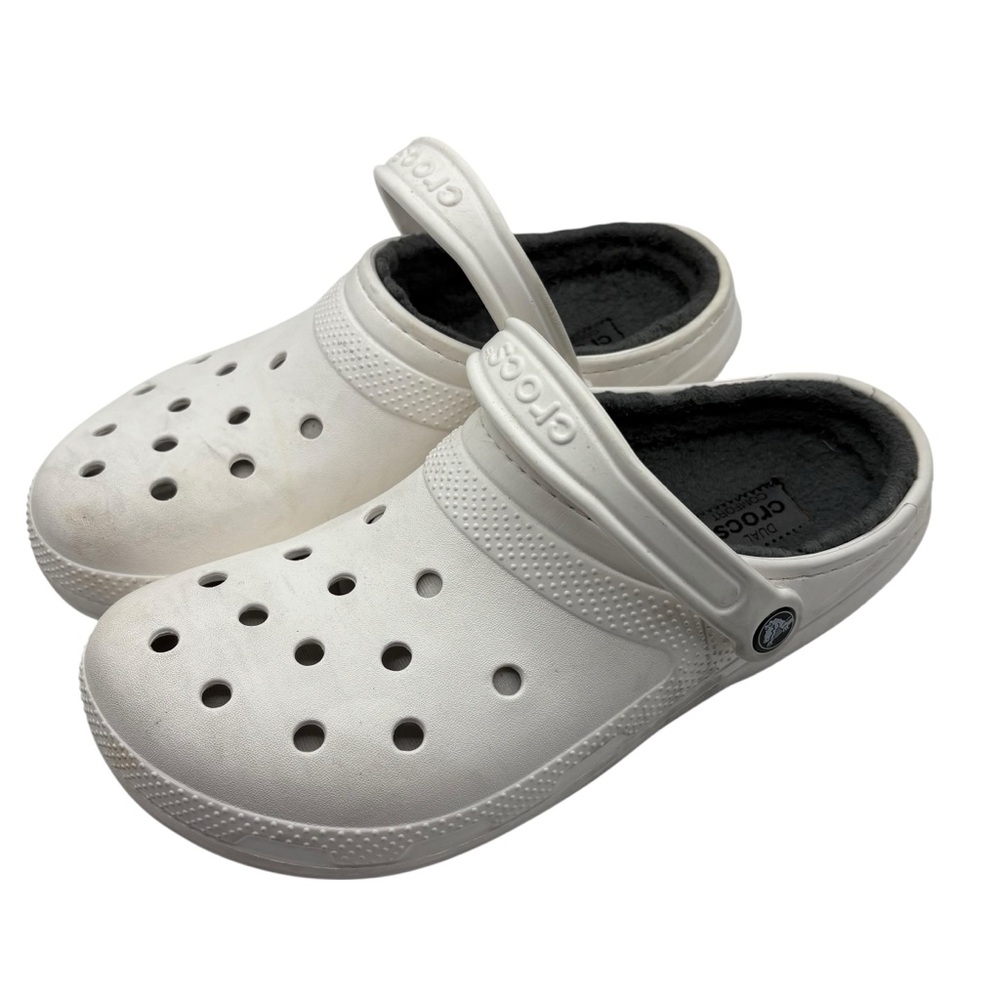 Crocs Classic Lined Clogs White Size M9 W11 Fuzzy Fleece Lined Slip On Shoes - Picture 3 of 11